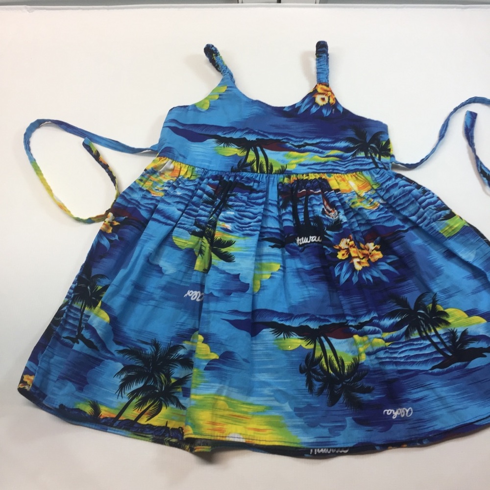 Girls Hawaiian dress blue sunset flowers  size 2